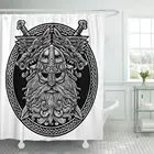 Занавеска для душа в ванную комнату с изображением волка и мечей