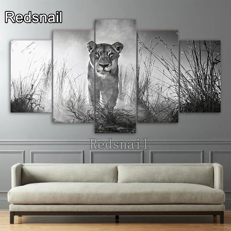 

New Arrival 5D DIY Diamond Painting Full Square Round Cross Stitch Diamond Embroidery Lion Animal Diamond Mosaic 5 pcs set T2618