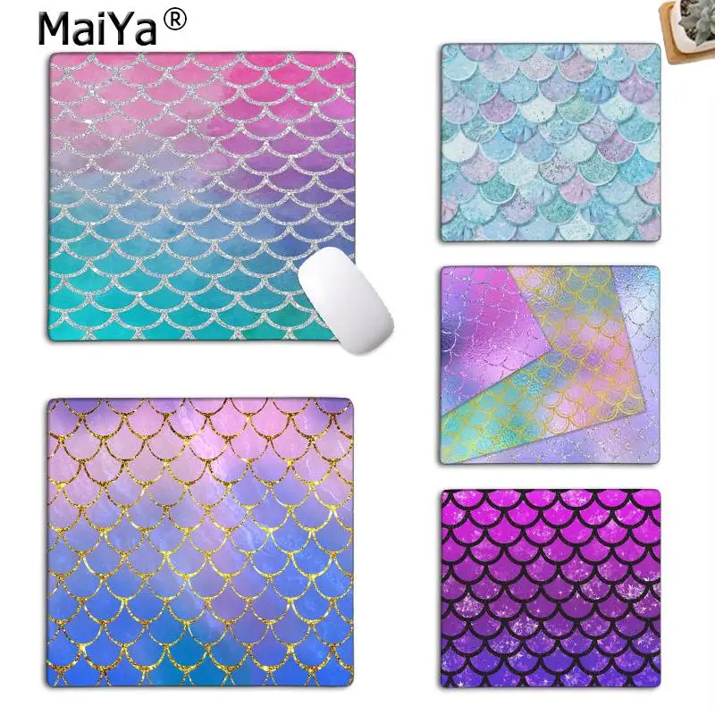 

Розовый и синий акварельный Модный Блестящий игровой коврик для мыши MaiYa с русалочкой, гладкий коврик для письма, Настольный коврик для игро...