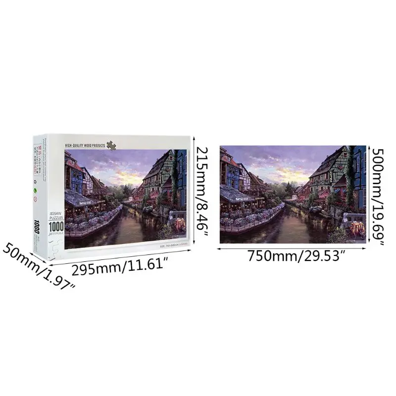 

New 1000 Pieces Fragrant town Puzzles Wooden Jigsaw Puzzles Floor Puzzle Intellectual Game Learning Education Decompression
