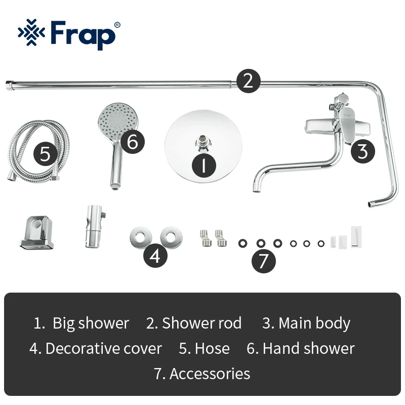 

Chrome Bath Shower Faucets Set Bathtub Mixer Faucet Rainfall Shower Tap Bathroom Shower Head Exposed Shower Mixer Tap F2427
