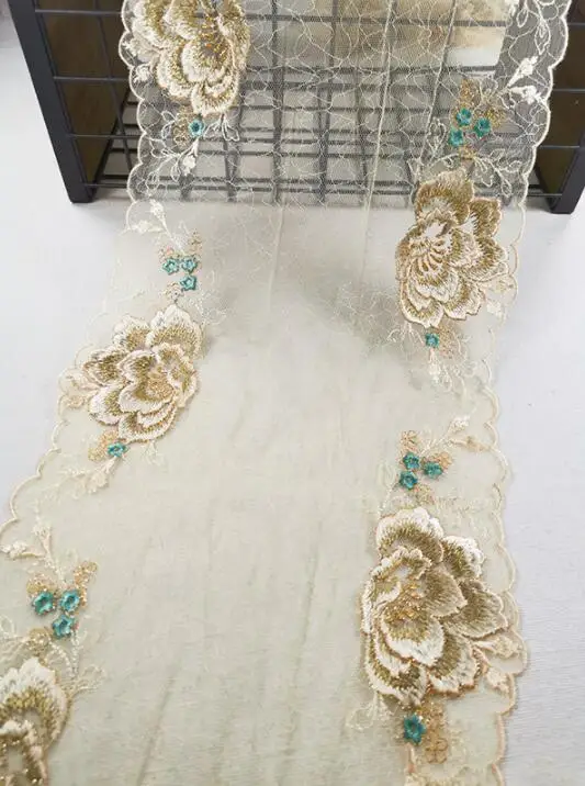 1 м/лот цвета шампанского золото Двусторонние Кружева отделка сетевая кружевная