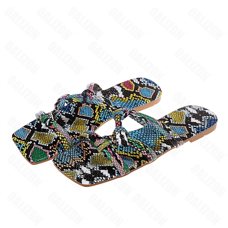 

Women Flats Open Toe PU Leather Slippers Casual Fashion 2021 New Autumn Lace Up Sandals Casual Outdoor Beach Flip Flops Slides