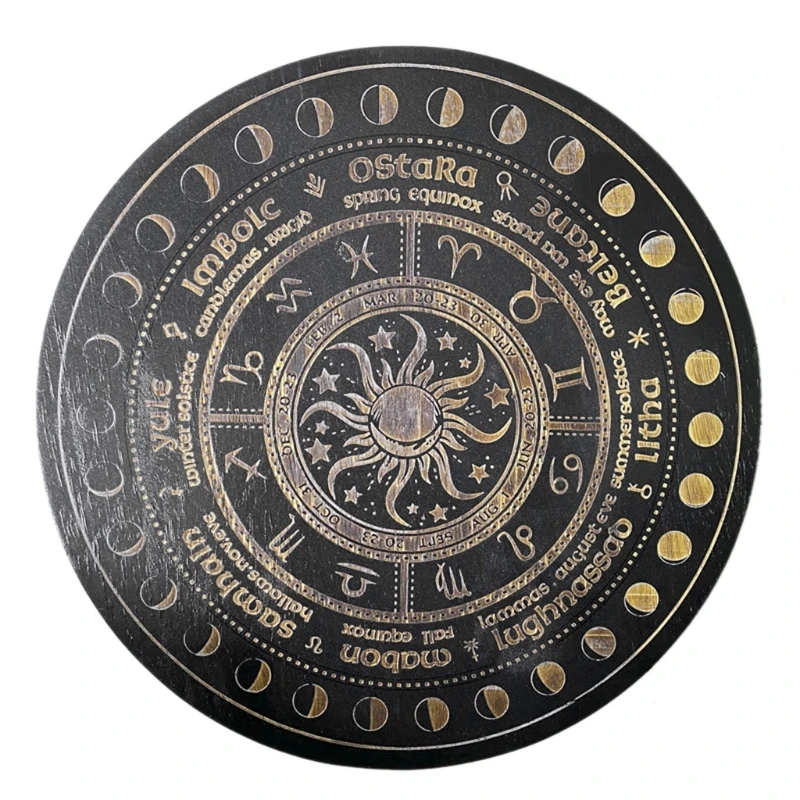 

Crystal Energy Disk Witch Divination Pendulum Board Annual Ring Oak Carving Astrolabe Altar Pendulum Prayer Ritual Props