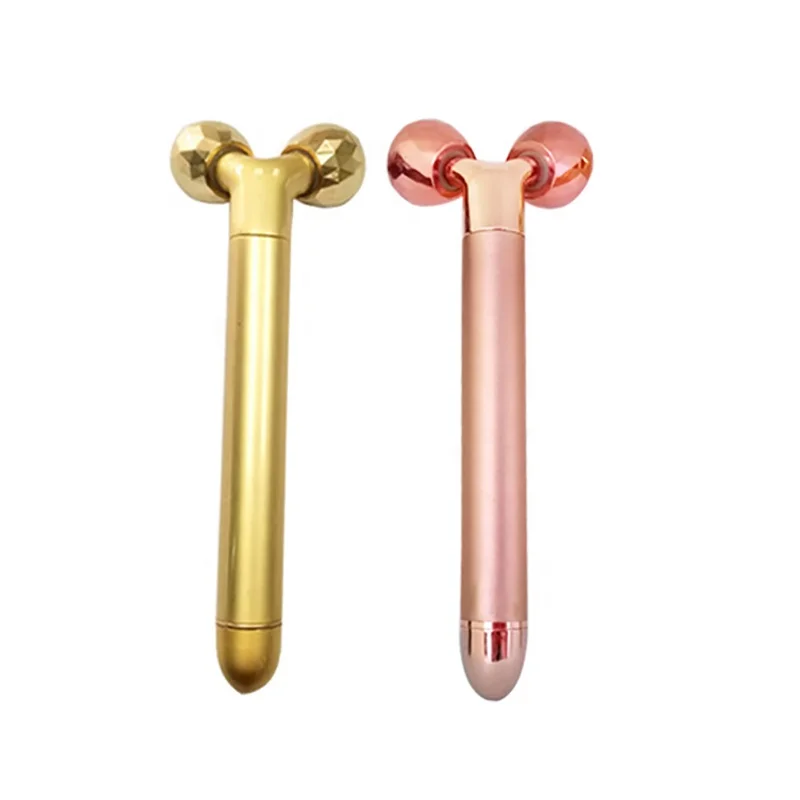 

Hot selling 24K gold energy face lifting handheld homedics massager Y shape Vibration Massager Facial massage beauty bar