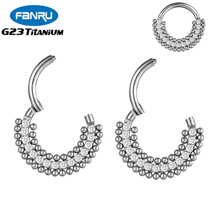 

G23 Titanium Piercing Earrings Hoop Zircon Hinged Clicker Tragus Cartilage Ear Clips Nose Septum Helix Body Perforated Jewelry