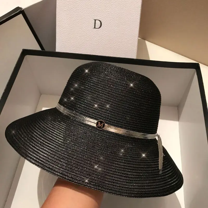 Ветрозащитная черная шляпа с широкими полями серебристая пряжа моющаяся