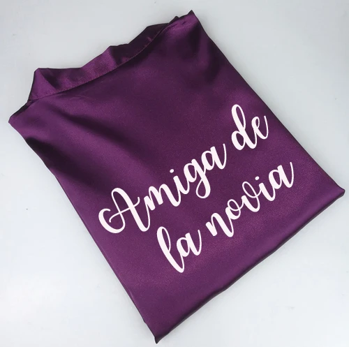 amiga de la novia C& Fung Королевский puple novia Атласный халат для женщин dama de honor Espanol испанская Свадьба madre del novio вечерние Халаты для невесты - Цвет: amiga de la novia