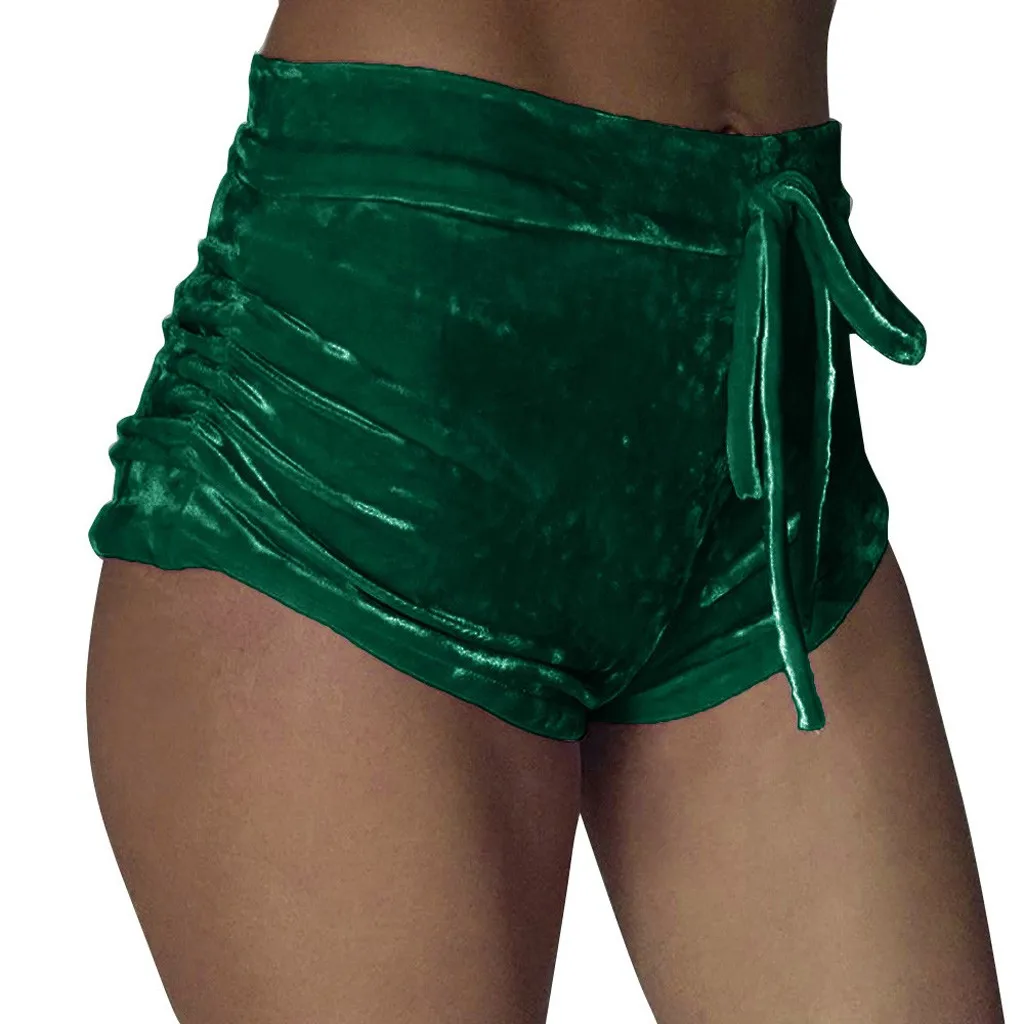 

Solid Elastic Waist Mid Waist Pleuche Shorts harajuku Drop Shipping Sexy Slim Shorts Basic Slip Bike Shorts