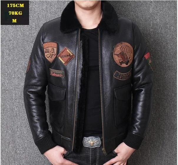 

Free shipping.sales.2019 winter men genuine leather jacket.sheep shearling coat.Wool fur jackets.thick warm jacket quality