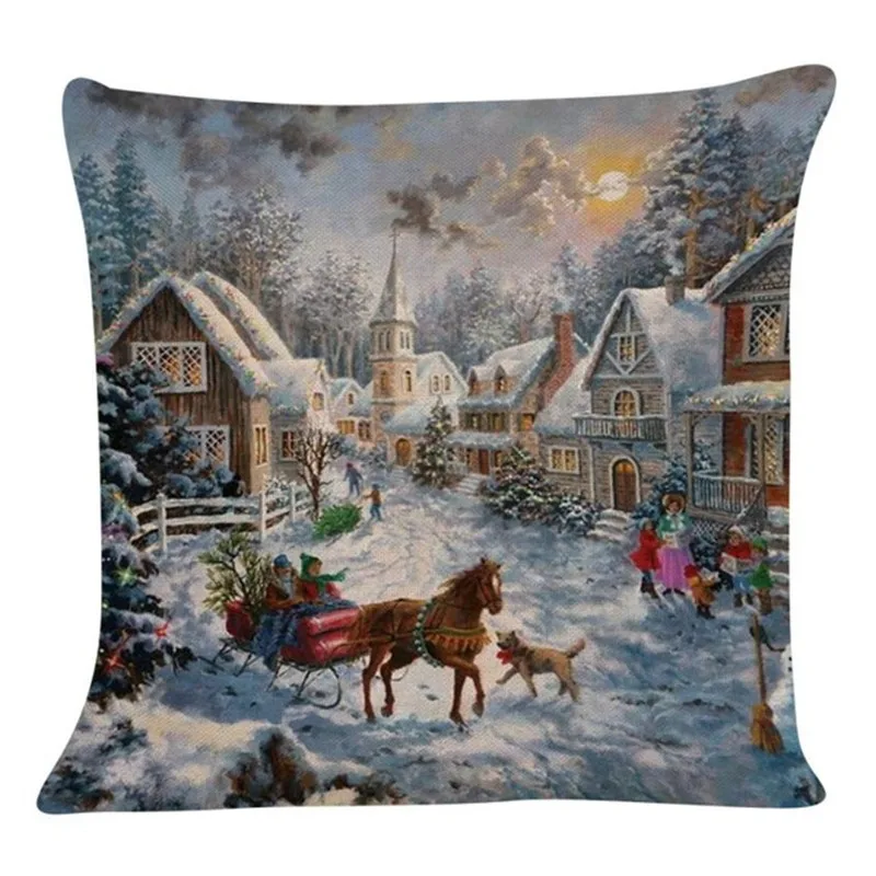Merry Christmas Style Pattern Pillow Cases Square Sofa Throw Pillowcases Seat Cushion Covers Home Decor | Дом и сад