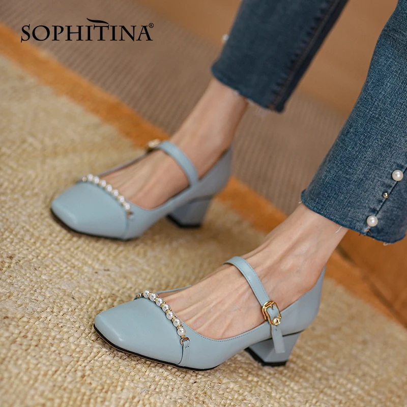 SOPHITINA женские туфли лодочки модные свадебные Украшенные жемчугом В стиле Мэри
