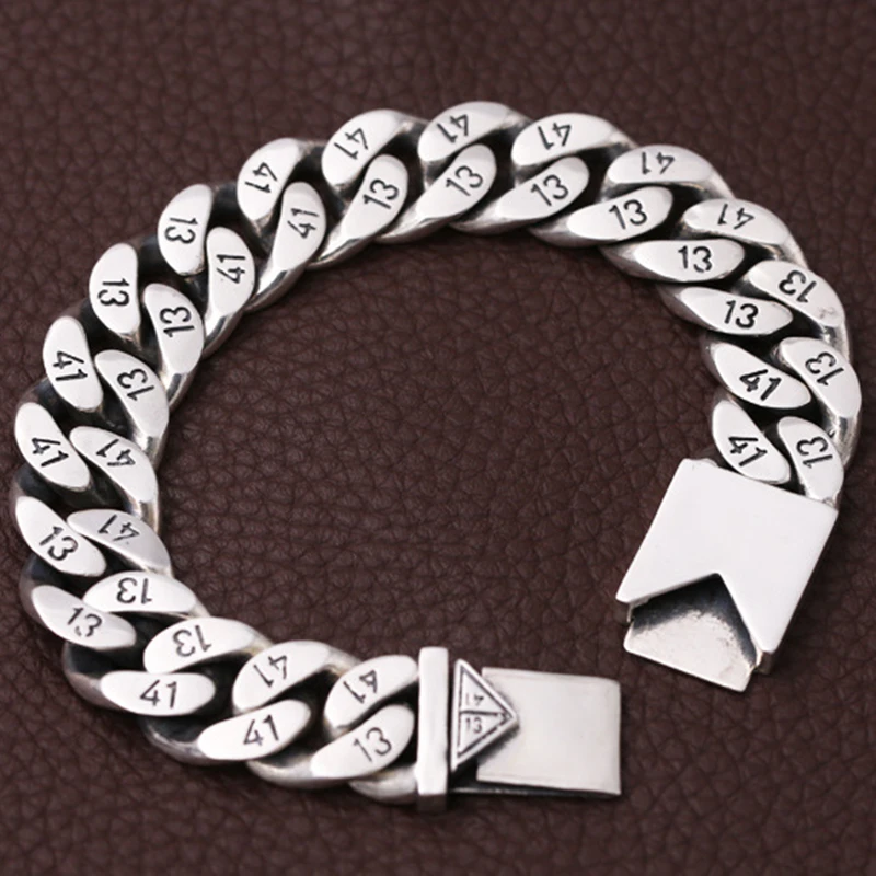 Браслет мужской из серебра 1314 пробы шириной 16 мм|Цепочки и браслеты| |