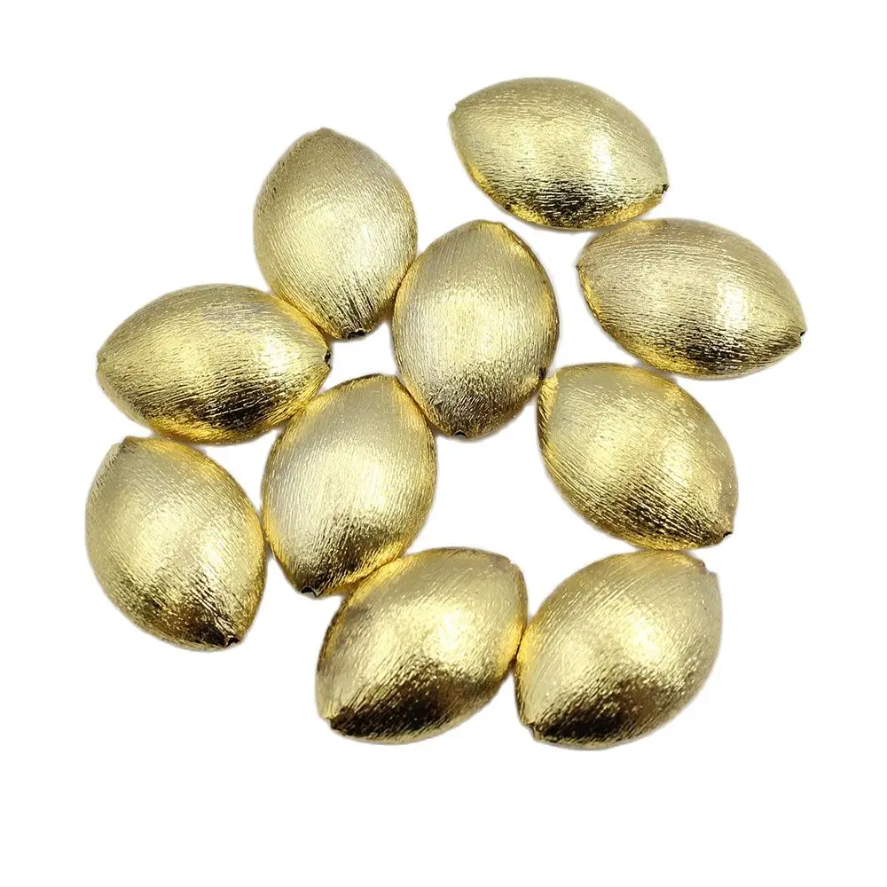 

APDGG Wholesale 10 Pcs 27mm Copper Oval Coin Shape Brushed Bead Gold Color Plated DIY Findings