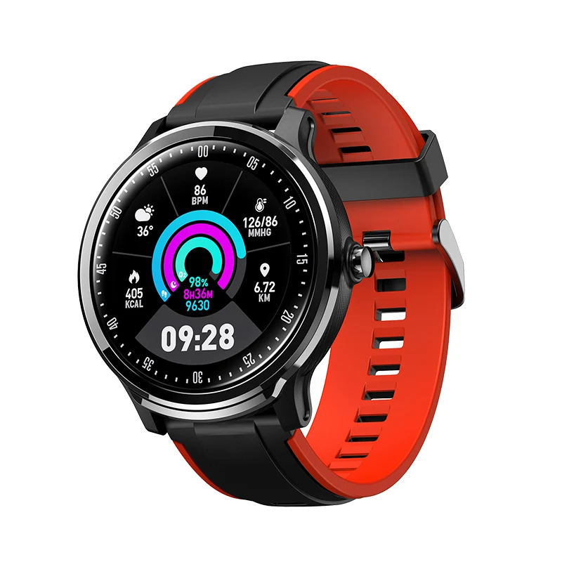 Красный Умные часы, водонепроницаемые, полный сенсорный экран, часы с шагомером, пульсометром, контролем музыки, SMS, Push - Цвет: Красный