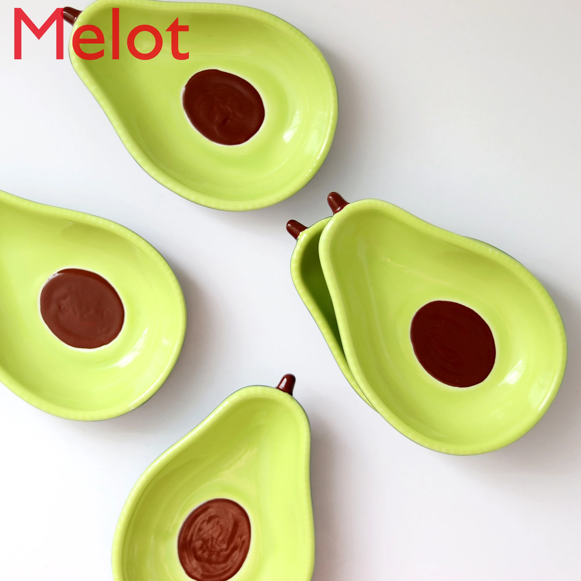 

Hand-Painted Cute Creative Ceramic Avocado Bowl Fruit Salad Bowl Breakfast Seasoning Dish Snack Bowl Household Ceramics
