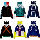 Толстовка с капюшоном My Hero академия, детские толстовки с кошачьими ушками, топы в стиле Харадзюку для мальчиков и девочек, Женский свитшот, толстовки с длинным рукавом и капюшоном