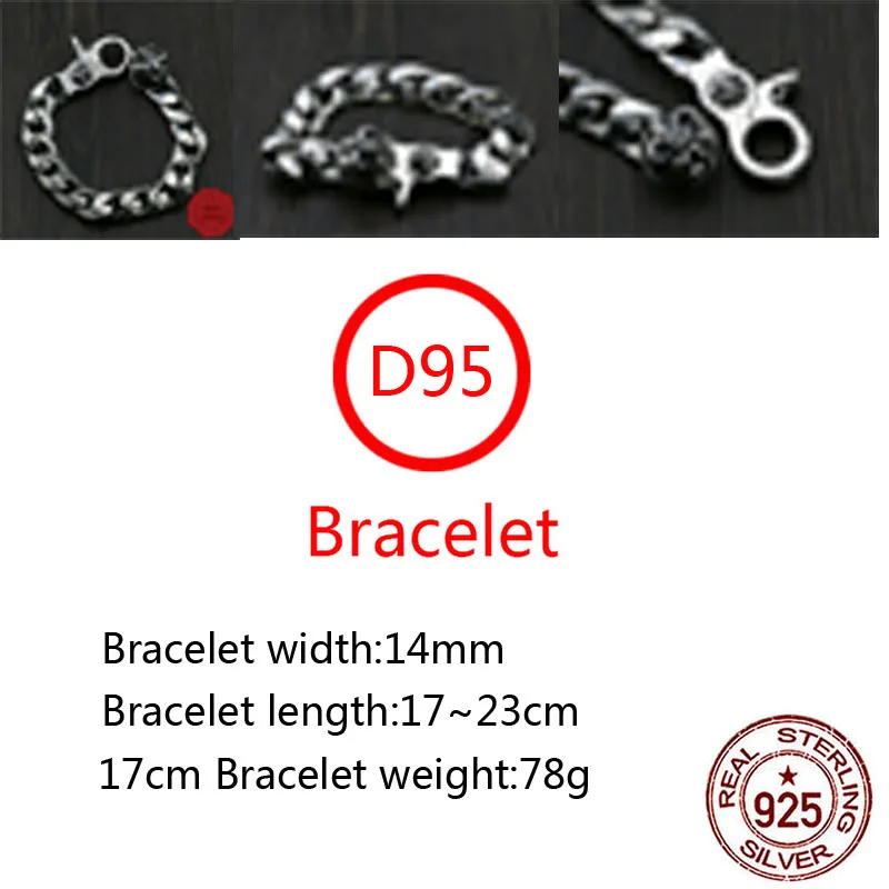 

D95 S925 sterling silver bracelet personality anchor hip-hop jewelry replica goth punk style jewelry for lover's gift hot