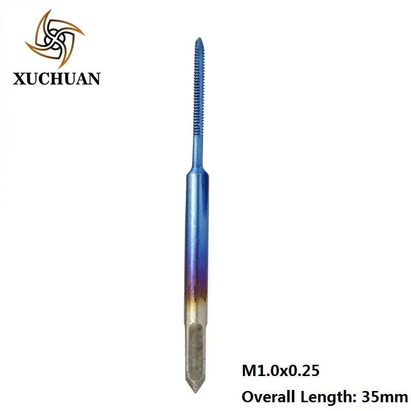 1pc M1x0.25 Высокоскоростной стальной 6542 прямой Метчик сверло M1-M1.8 машина кран винт Отверстие Сверло метрический резьбовой кран нано синий с покрытием кран - Цвет: 1pc M1x0.25