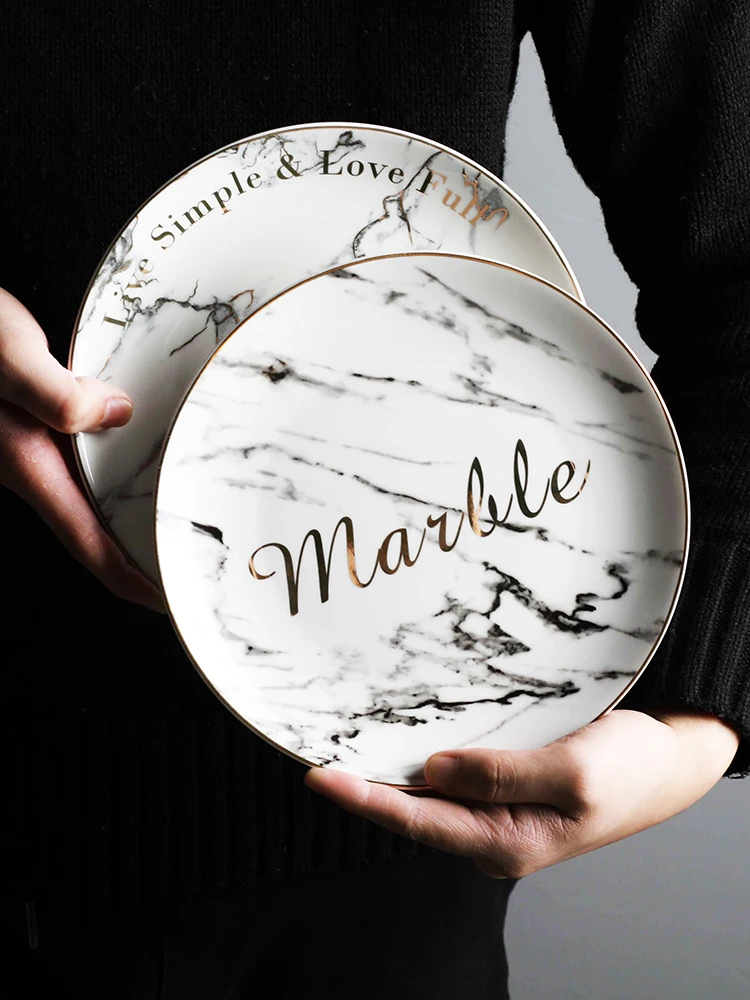 

Tableware Nordic Style Dinner Plates Ceramic Breakfast Food Plate Dessert White Assiette Porcelaine Kitchen Dining Bar EA60PZ