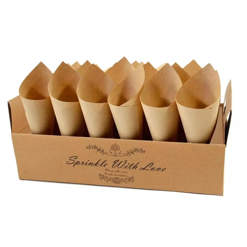 

Wedding confetti cones holder support For Wedding Decoration Kraft Paper Wedding Tray Confetti Cone Wedding Paper Cones