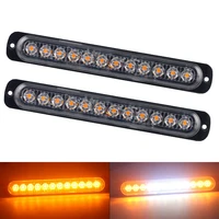 2x 12 LED Ultra-thin Strobe Light Car Motorcycle Truck Side Emergency Warning Flashing Lamp Truck Trailers Police Light Flasher
