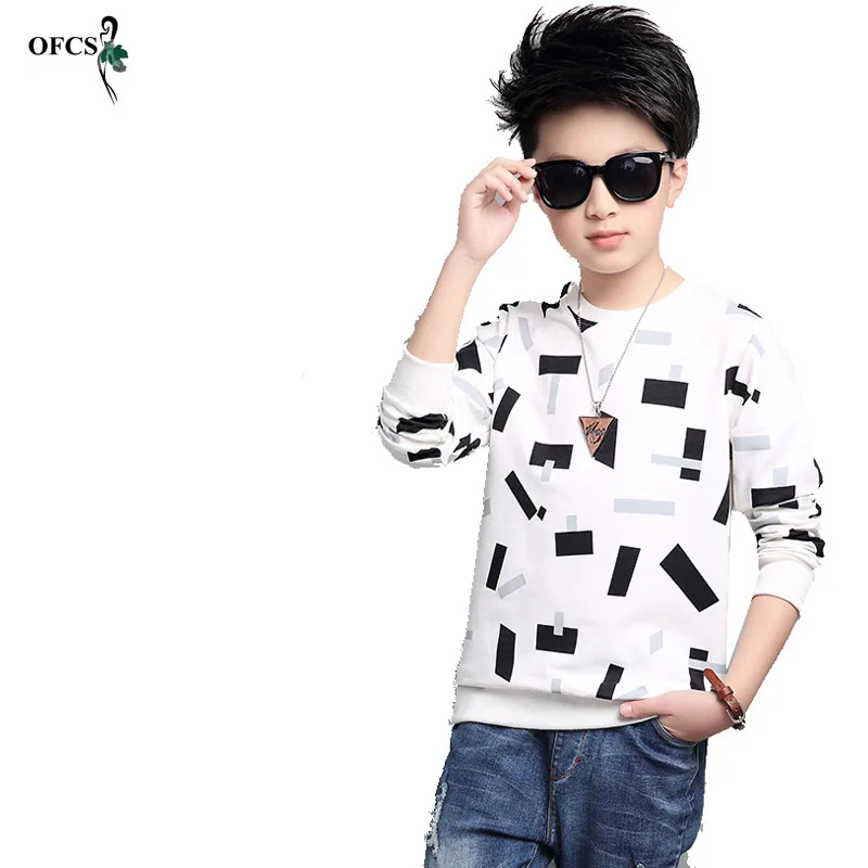 Розничная продажа новинка Весенняя футболка с длинным рукавом для мальчиков