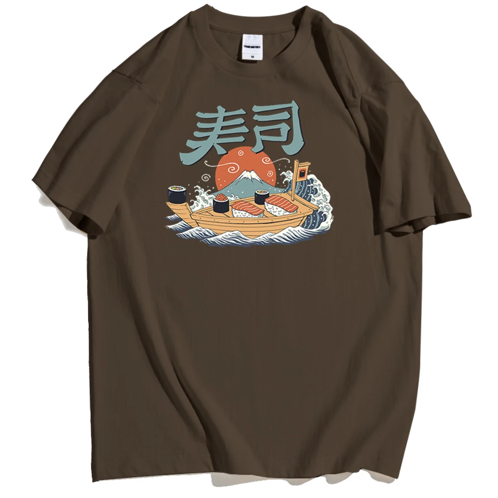 

2021 Summer Men's T-shirt Gourmet Sea Sailing Japanese Sushi Printed Pattern Oversized Punk Top High Quality Trend Daily Casual