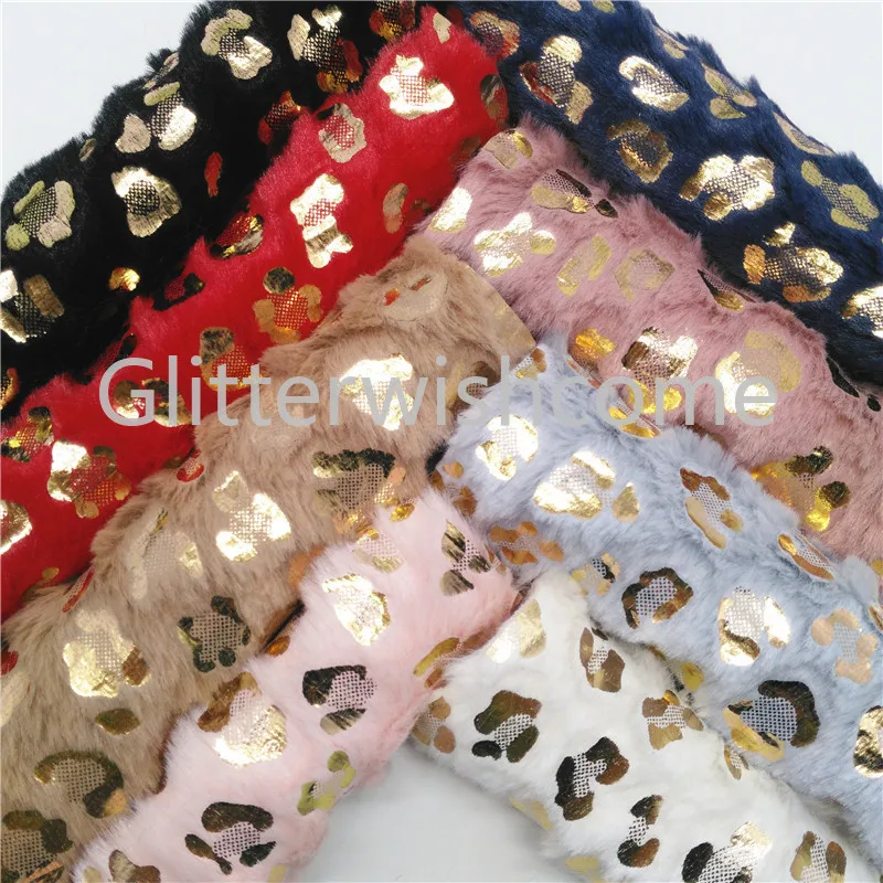 Glitterwishcome 21X29 см A4 Размер золото печатных Леопард мех ткани листы для бантов, GM482A