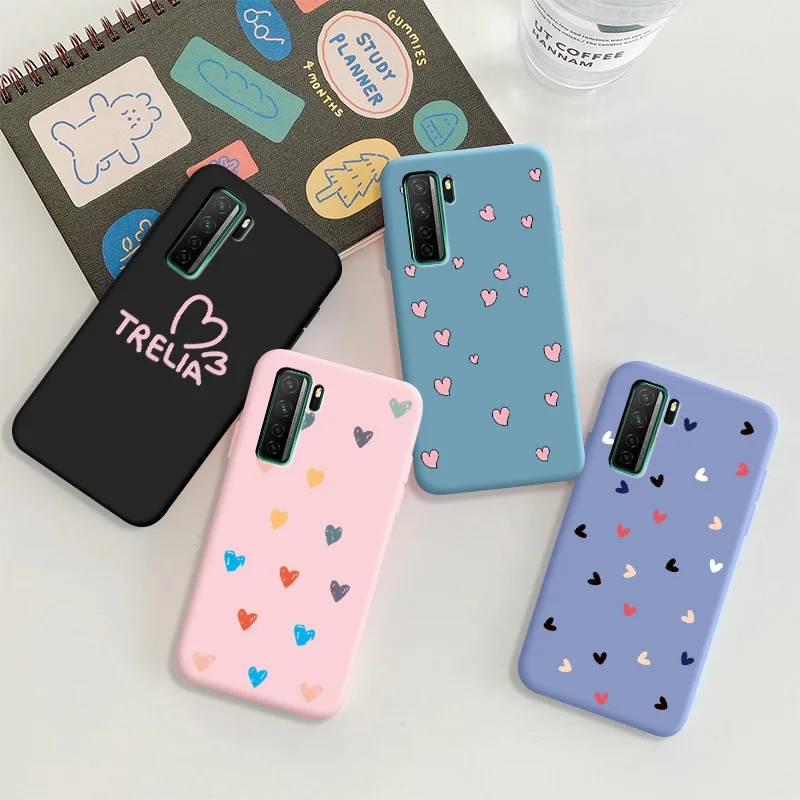 

For Huawei nova 7se Case Soft TPU Silicone Protective Phone Shell Color Lovely heart Back Cover Cases