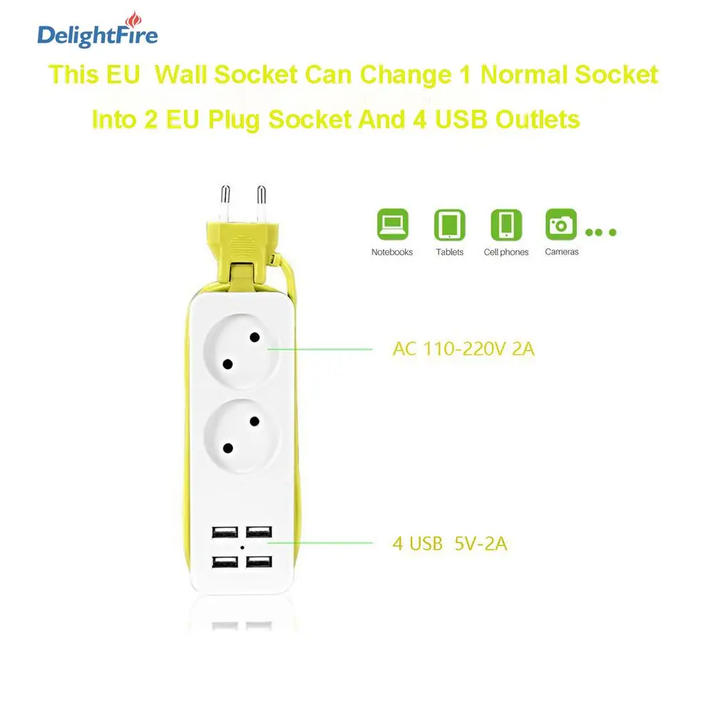 1.5M EU Plug Power Strip Wall Multiple Socket 1200W 10A 250V Portable 4 USB Port Charging for Iphone Mobile Phones Tablets | Электроника
