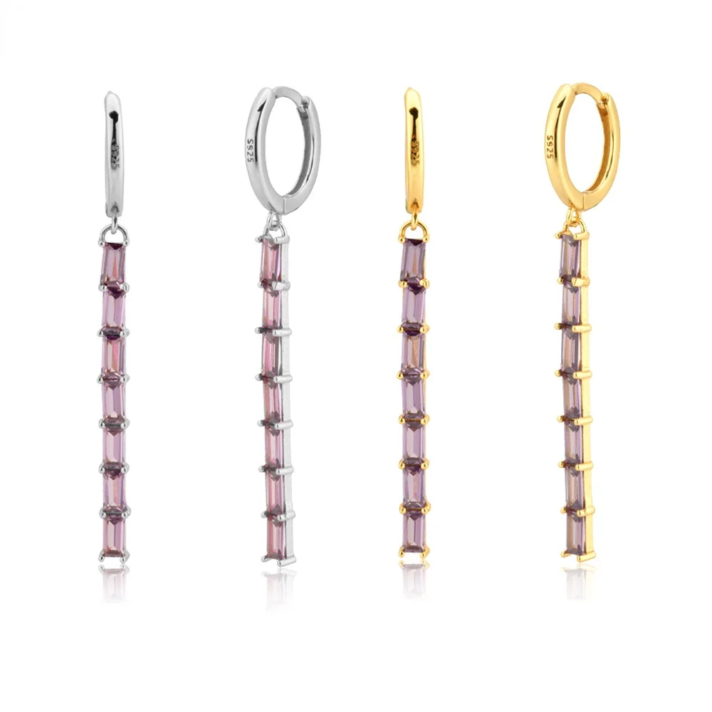 

White Zircon Line Long Chain Circle Piercing Drop Earring Crystal Luxury Women Wedding Jewelry earrings silver 925