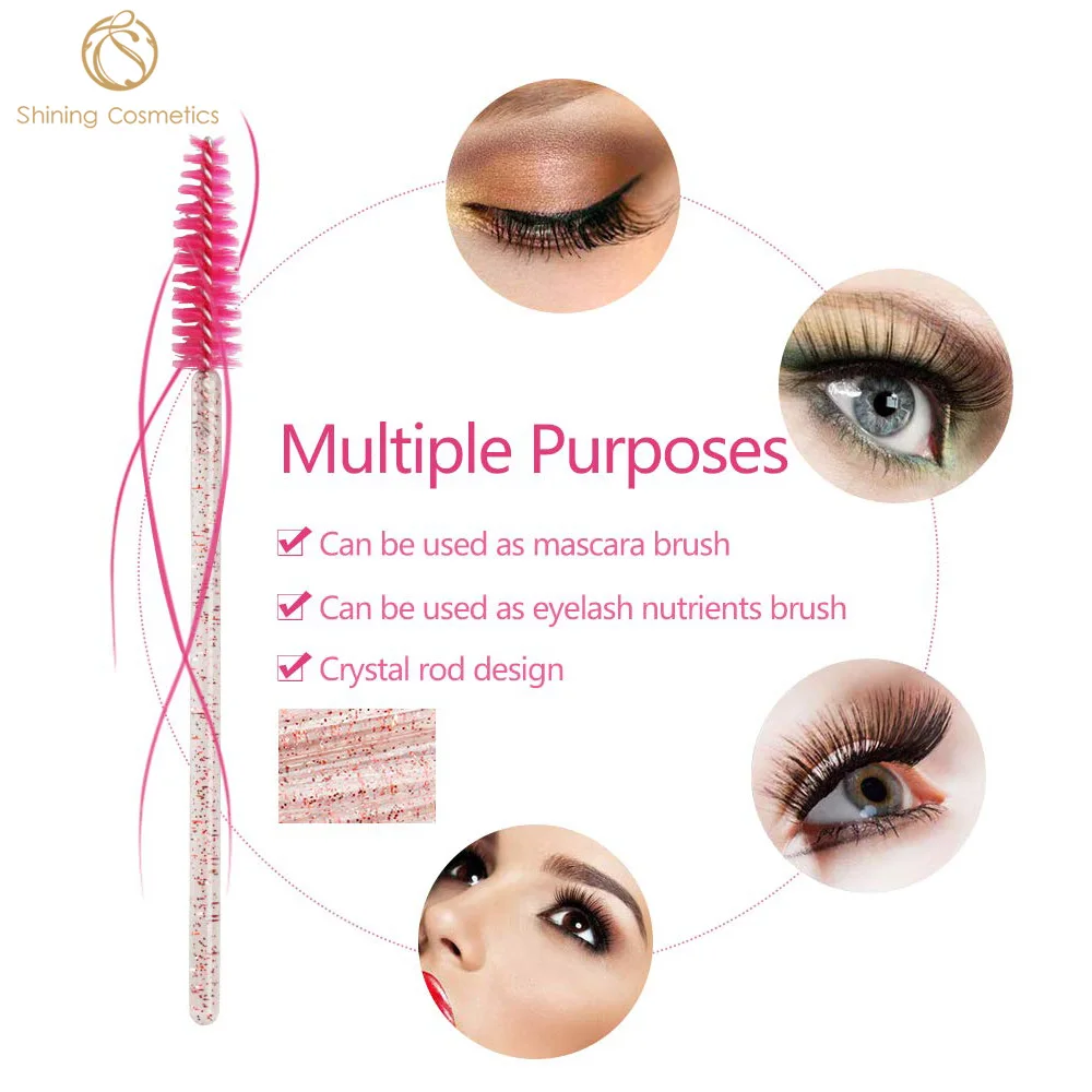 

50pcs/Pack Crystal Eyelash Brush Mascara Wands Disposable Makeup Brush False Eyelash Extension Tool Applicators Eyebrow Brushes