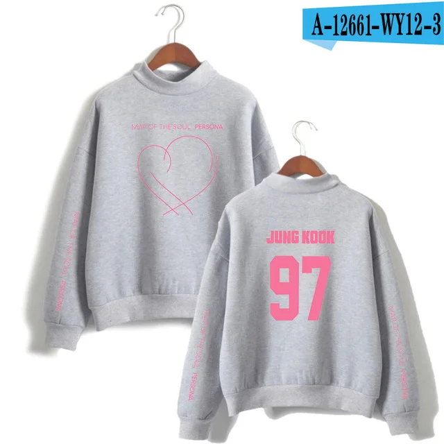 15 JIMIN J-HOPE JUNG KOOK SUGA водолазка толстовки с принтом альбом карта душа Persona Женские Модные водолазки-толстовки - Цвет: 15