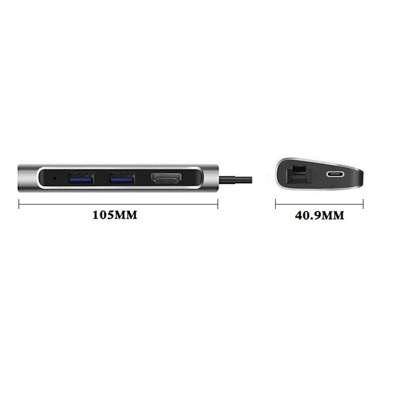 Адаптер 7 в 1 TC71N TYPE C для USB 3 0x2 + HDMI SD/TF кардридер RJ45 серебристо серый|Сетевые