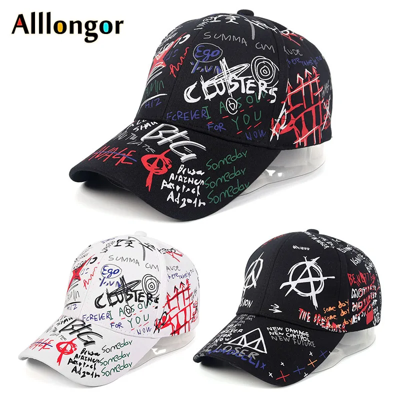Бейсболка с граффити мужская женская шляпа лето Snapback надпись: Hip Hop Gorra Hombre Casquette Femme корейский стиль Кепка s Белый Черный