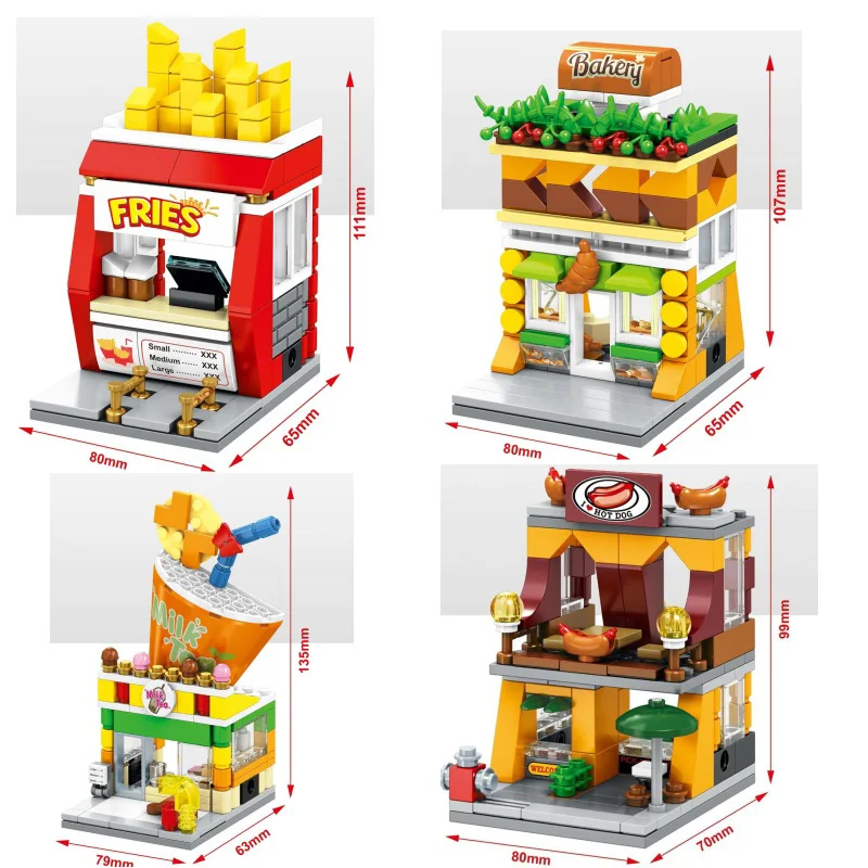 Блоки SEMBO Mini Street Store Строительные кирпичи симпатичная модель микро магазина