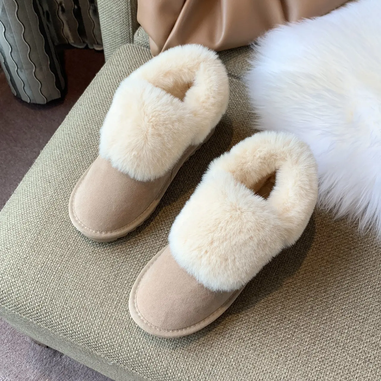 

Fall/winter 2021 new velvet padded bow cute girl heart online celebrity Joker anti-skid snow boots cotton shoes
