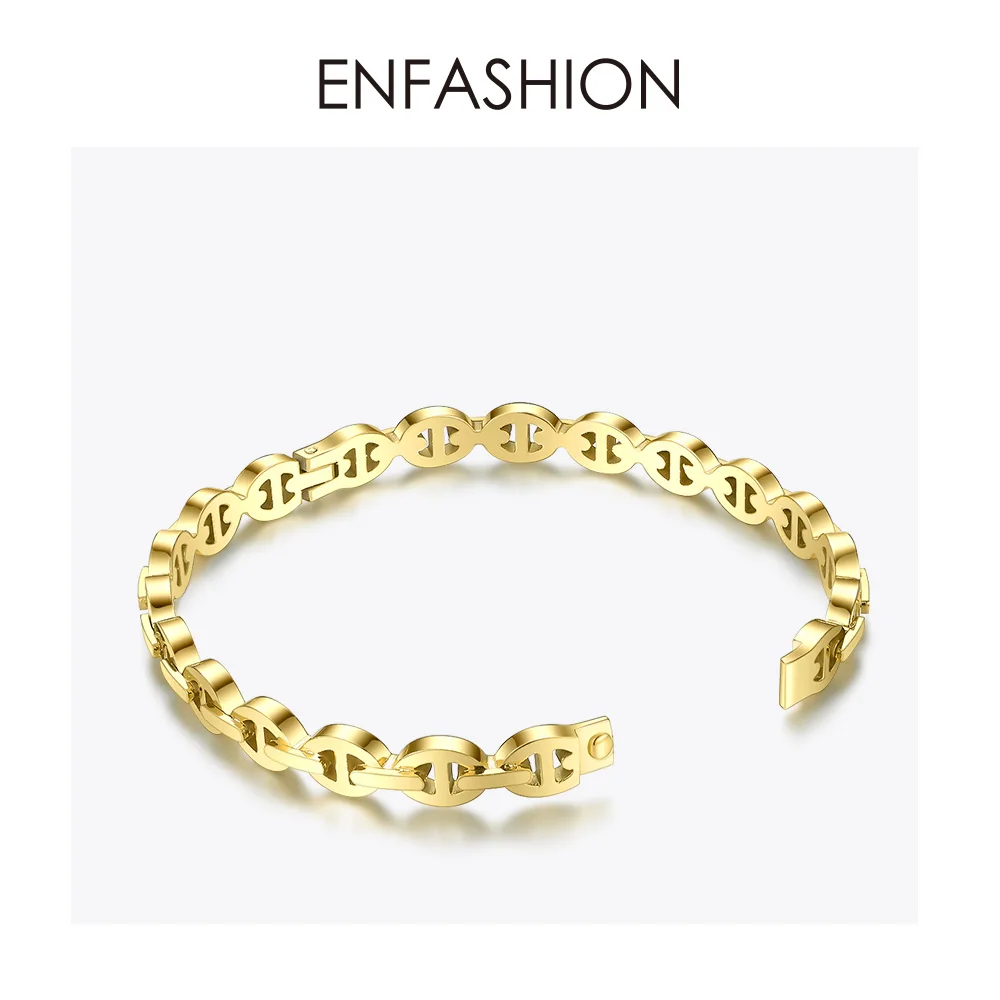 ENFASHION панковские геометрические полые браслеты-манжеты для женщин, золотой цвет, браслет из нержавеющей стали, модное ювелирное изделие, подарки B192058