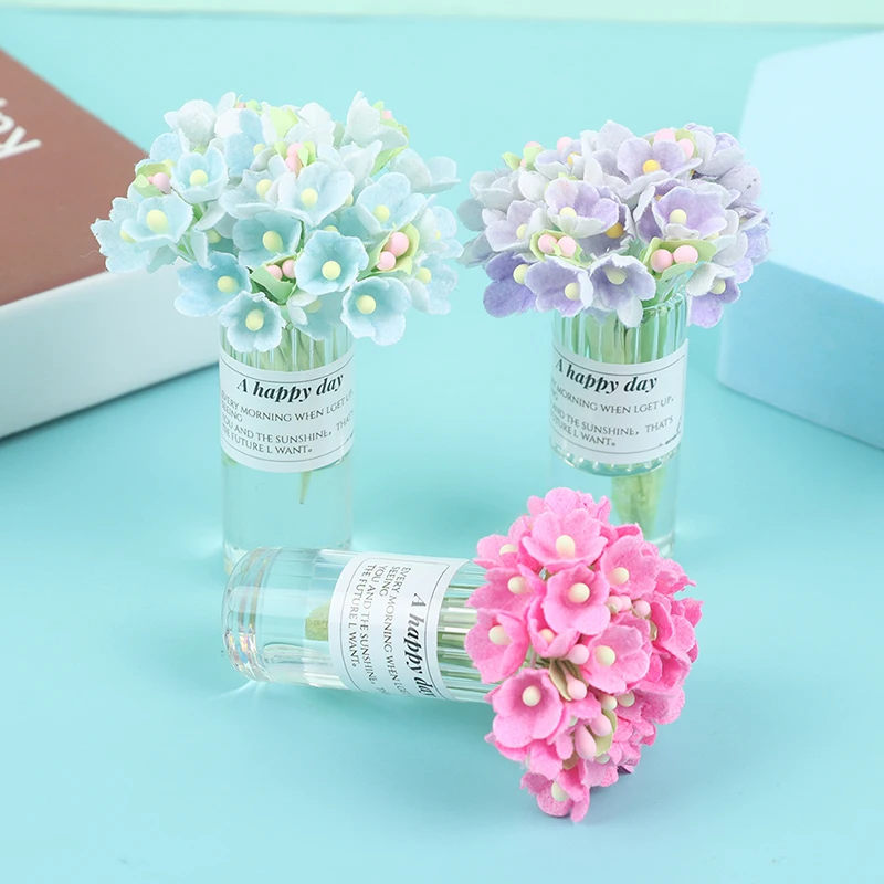 

1:12 Кукольный домик миниатюрная Гортензия дерево Цветочная ваза в горшке прозрачная Цветочная композиция для вазы модель игрушки для декор...