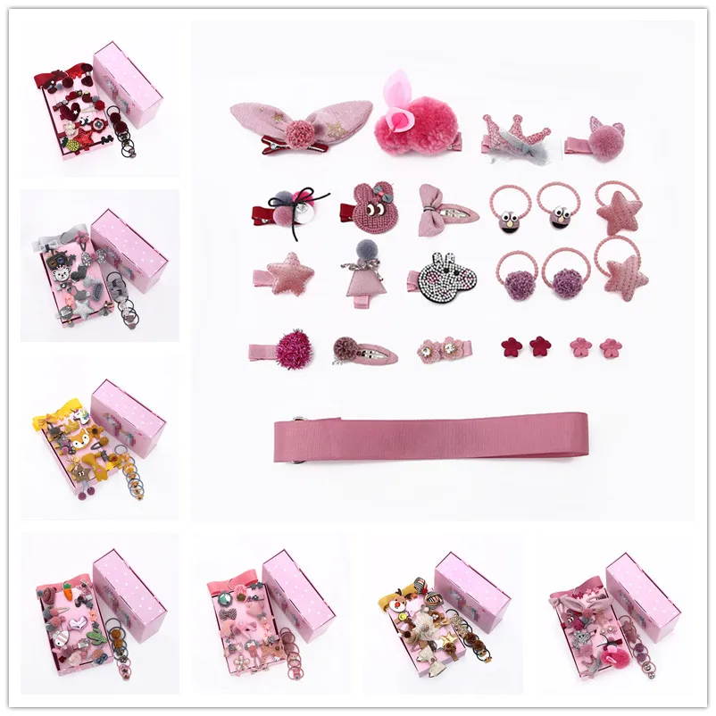 24 шт. заколки для волос набор милые Мультяшные аксессуары девушка голова Веревка