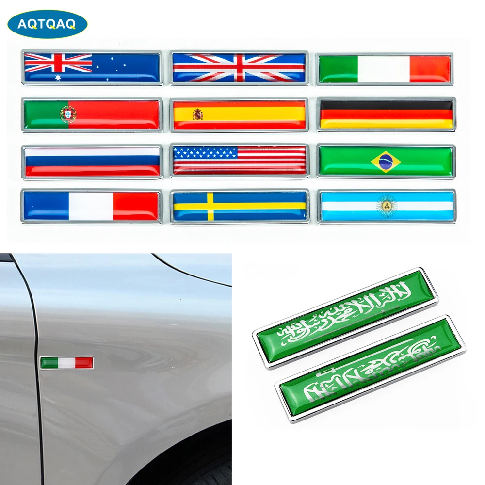 

1 Pair 3D Metal National Flag Car Sticker Decorate Stickers Emblem Badge For Cars