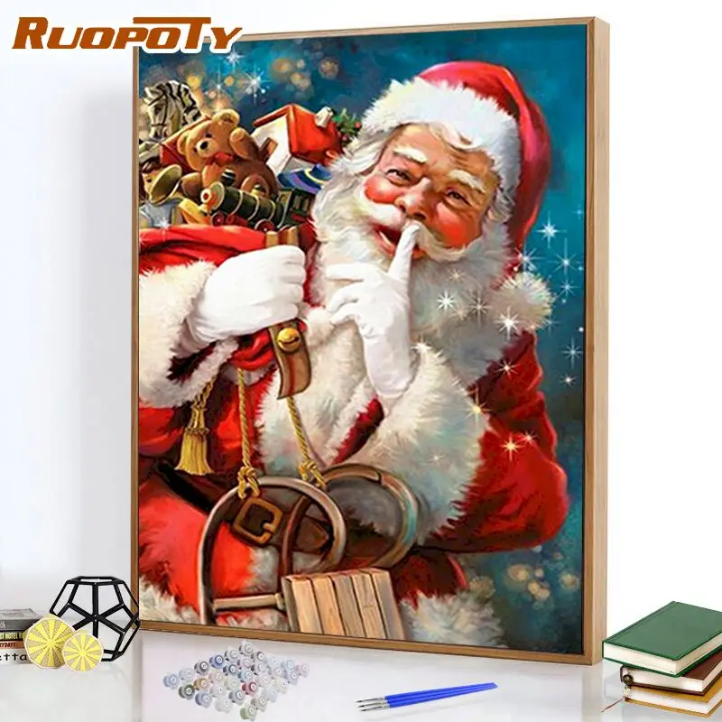 

RUOPOTY Frame Painting By Numbers Figure Acrylic For Adult and Child Oil Painting By Numbers ChristmasArkwork decor Gift