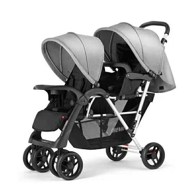 

Genuine folding double stroller, twin/second child stroller, portable infant stroller that can sit and lie lightly
