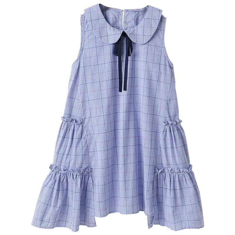 

Summer 2020 Girls Dress Girls Summer Cute Dress Sleeveless Ruffles Blue Plaid Cute Dress Vestidos 3-12T