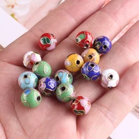 polished colorful cloisonne enamel filigree round beads 6 14mm handcrafted diy jewellery making earrings necklace bracelet 3pcs