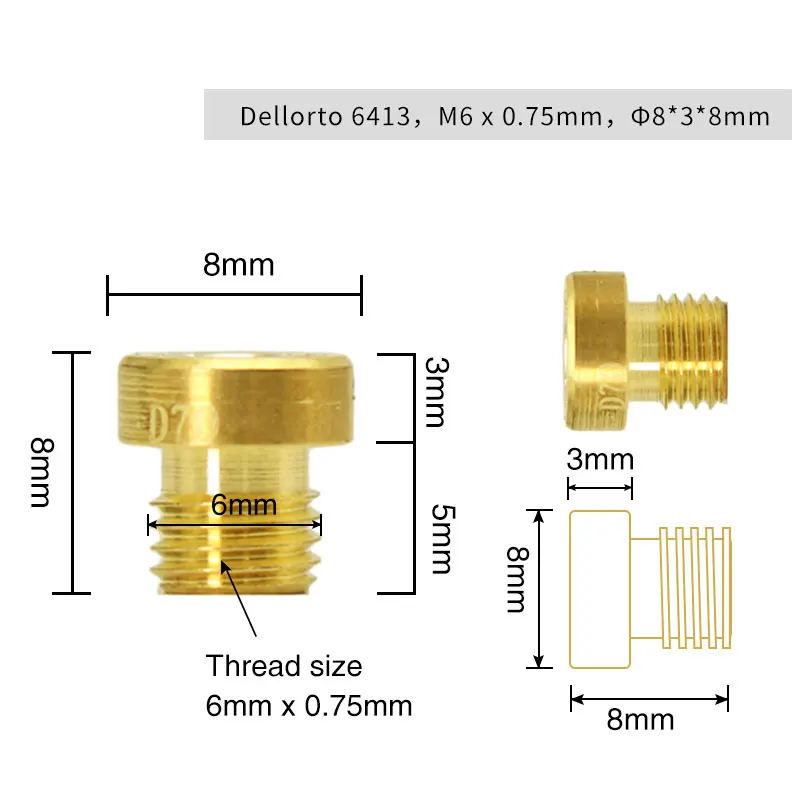 Alconstar 10PCS карбюратор Основной комплект струи M6 6 мм резьба для Dellorto PHBH PHBL FRD PHF VHB VHSH