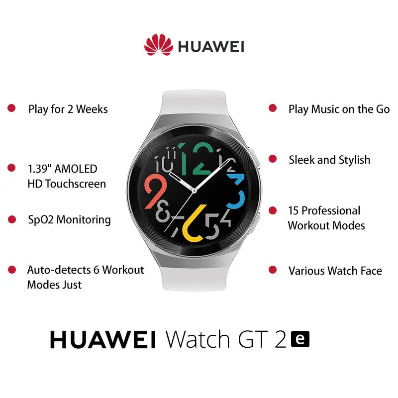 Original HUAWEI WATCH GT 2e 1.39inch AMOLED 5ATM Smart Watch 2 Weeks Long Standby Sport Watch GT Lite Original NFC