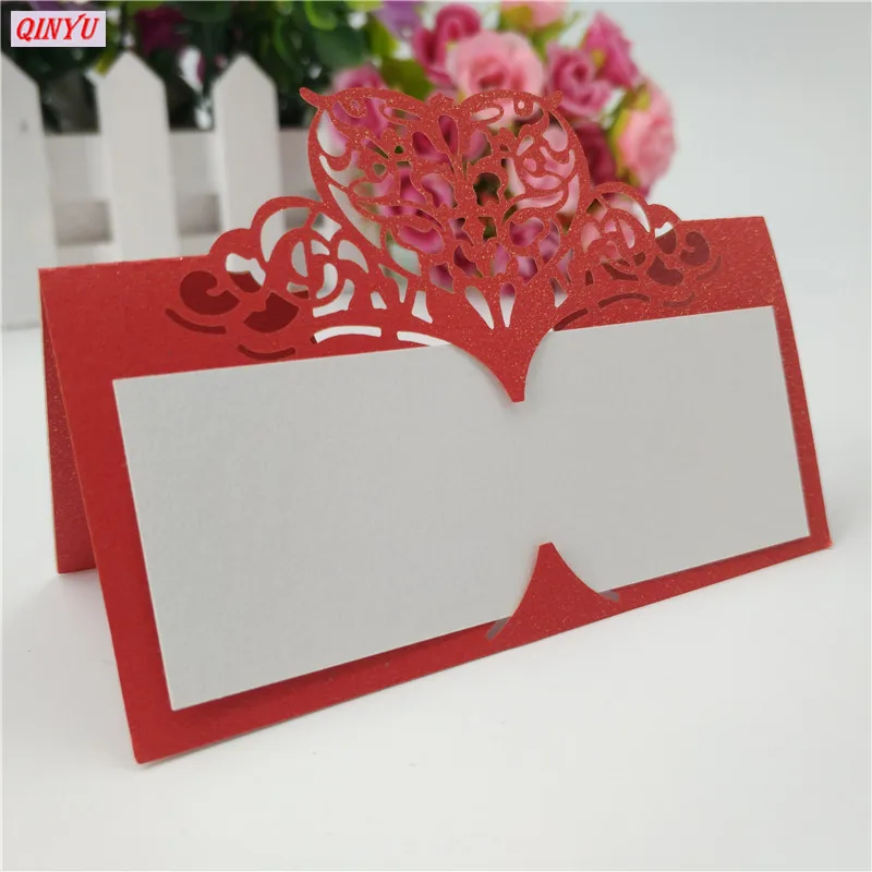 10/50/100pcs Pearlescent Heart Lace Name Place Cards Wedding Decoration Table Birthday Greeting Card Party Supplies 5zSH871 | Дом и сад