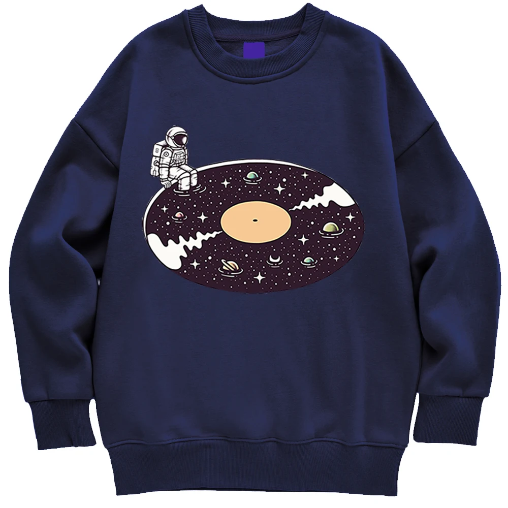 

Астронавт сидя край Вселенной толстовки для Womenjapan мультфильм Свободный пуловер с круглым вырезом на каждый день Флис Новинка худи для женщ...